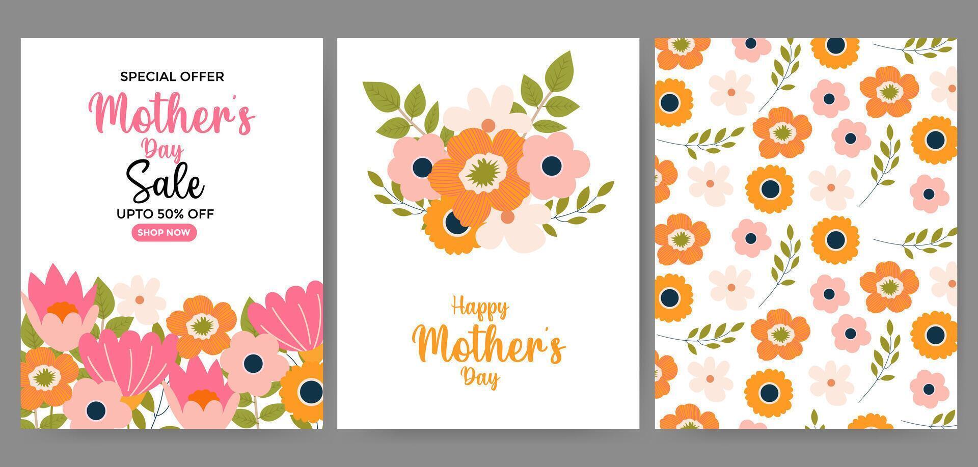 Set of Happy mother's day design for card, invitation vector