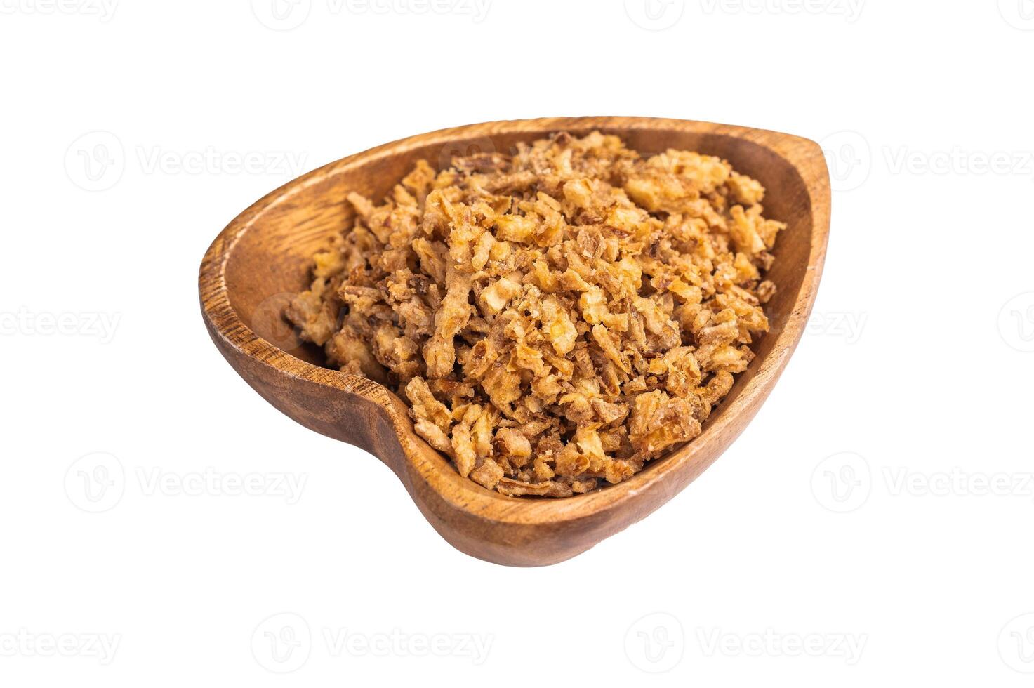 Crispy Fried Onion, Roasted dried Onions isolated on white background. top view photo