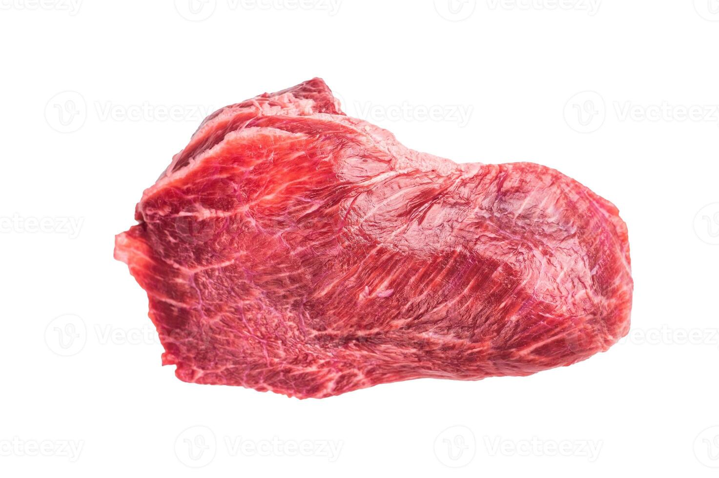 Raw Beef cheeks, fresh veal meat Isolated on white background. top view photo