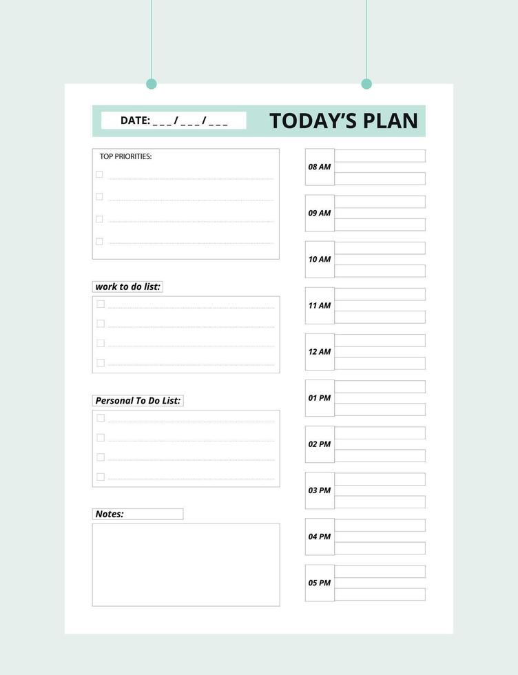 Minimalist Printable planner template design, Daily planner for every day, Schedule, tasks, notes for the every day and simple printable to do list, Set for daily routine. vector