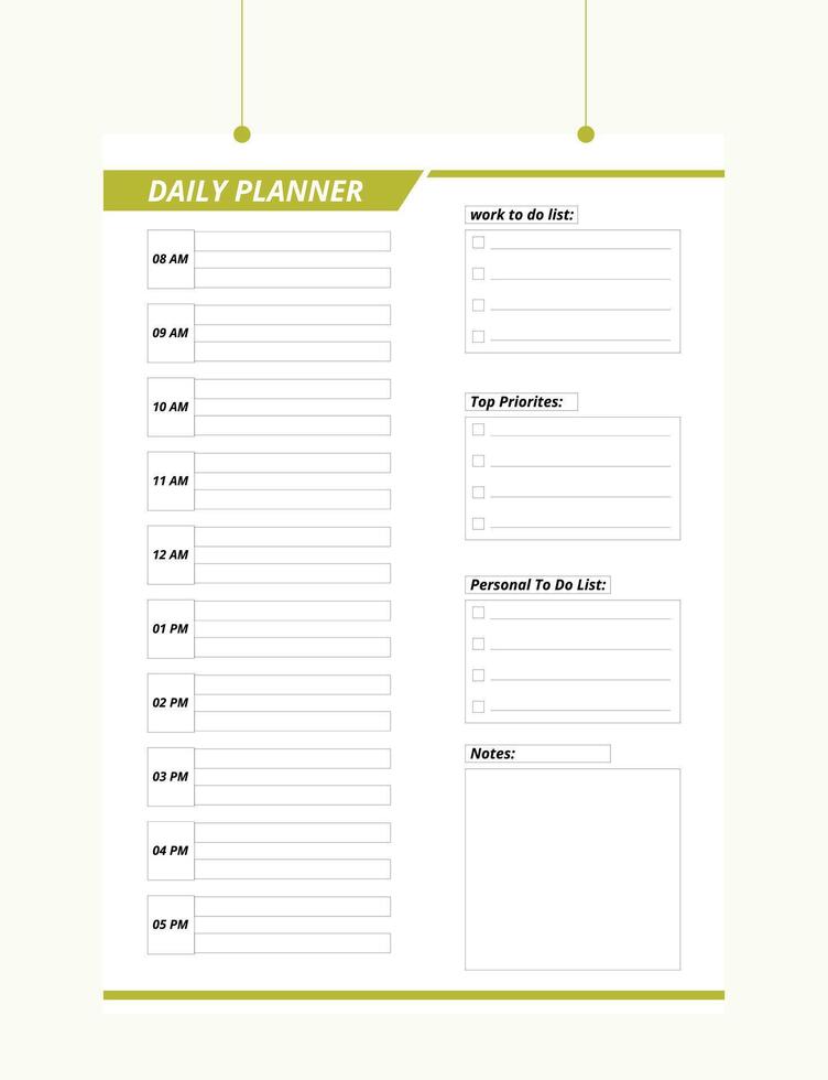 Minimalist Printable planner template design, Daily planner for every day, Schedule, tasks, notes for the every day and simple printable to do list. vector