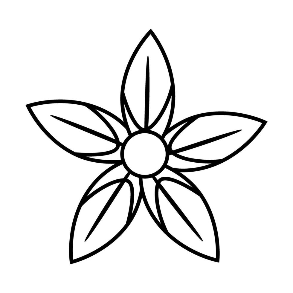 Cute flower with leafs decoration illustration designicon line style vector