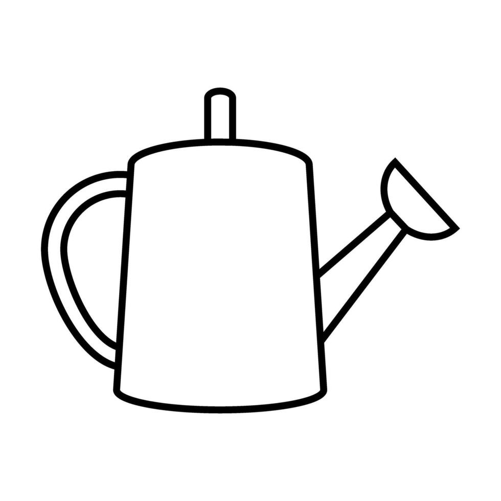 Watering can icon over white background, line style, illustration vector