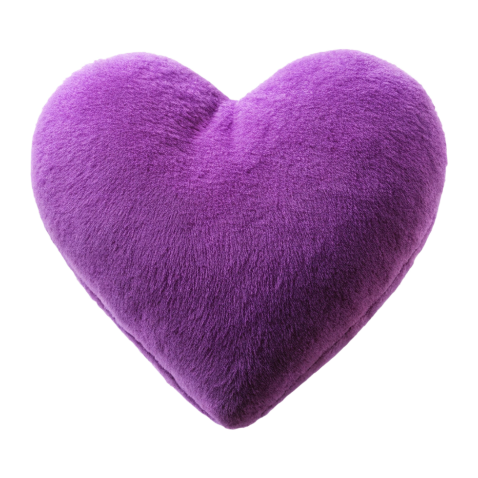 purple heart shape pillow is isolated on transparent background png