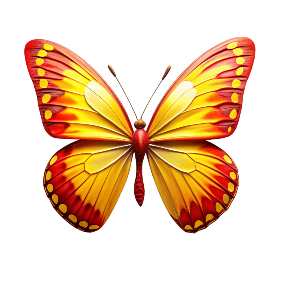 red and yellow beautiful butterfly is isolated on transparent background png