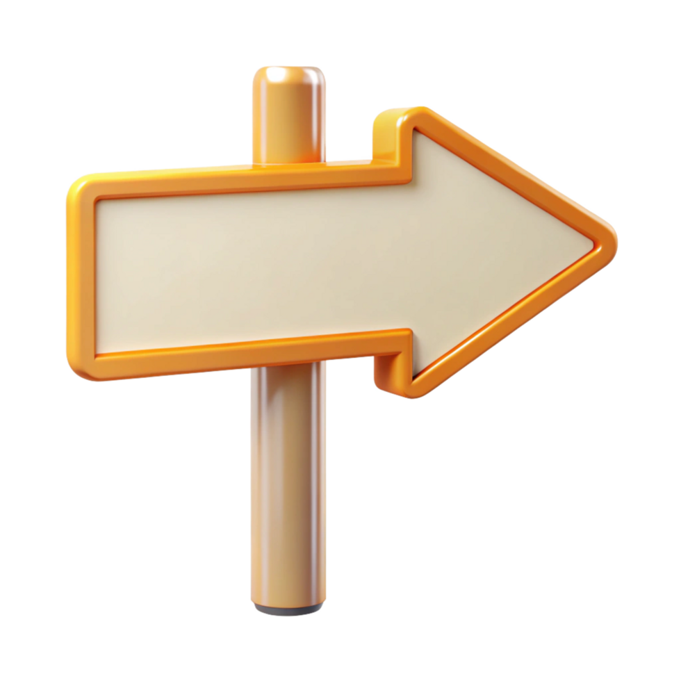 3d cartoon tree style arrow sign board is isolated on transparent background png