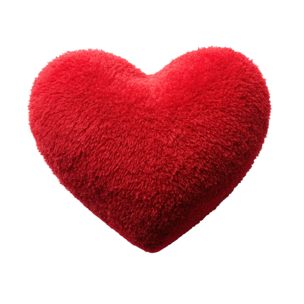 red heart shape pillow is isolated on transparent background png