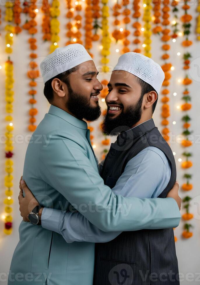 Eid celebration post with Spirit of Eid Spreading Love and Happiness Eid Millan party advertisement photo