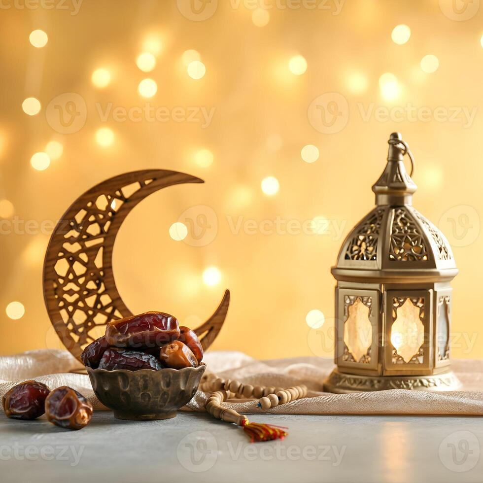 Happy Ramadan Mubarak with Blessings of Ramadan Date Lanterns and Spiritual Reflection Ramadan card photo