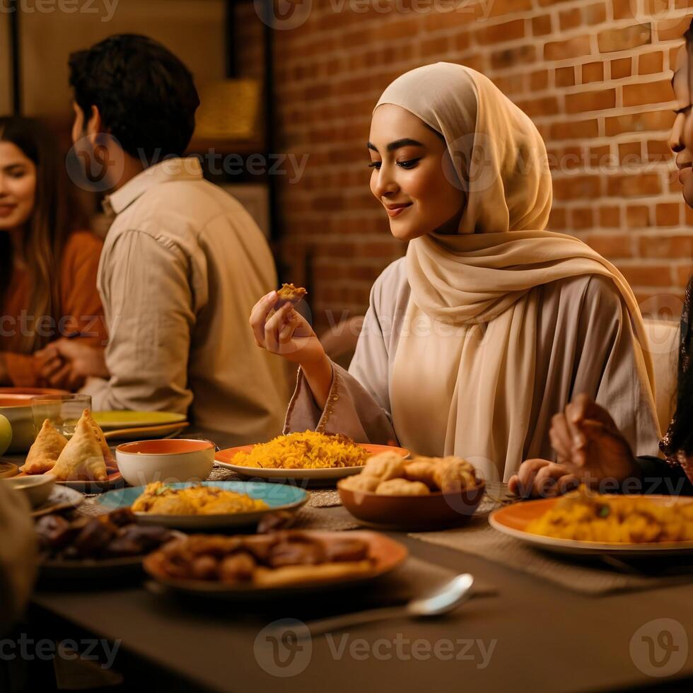 Happy Ramadhan Mubarak with Taste of Tradition Enjoying Iftar in Ramadan photo