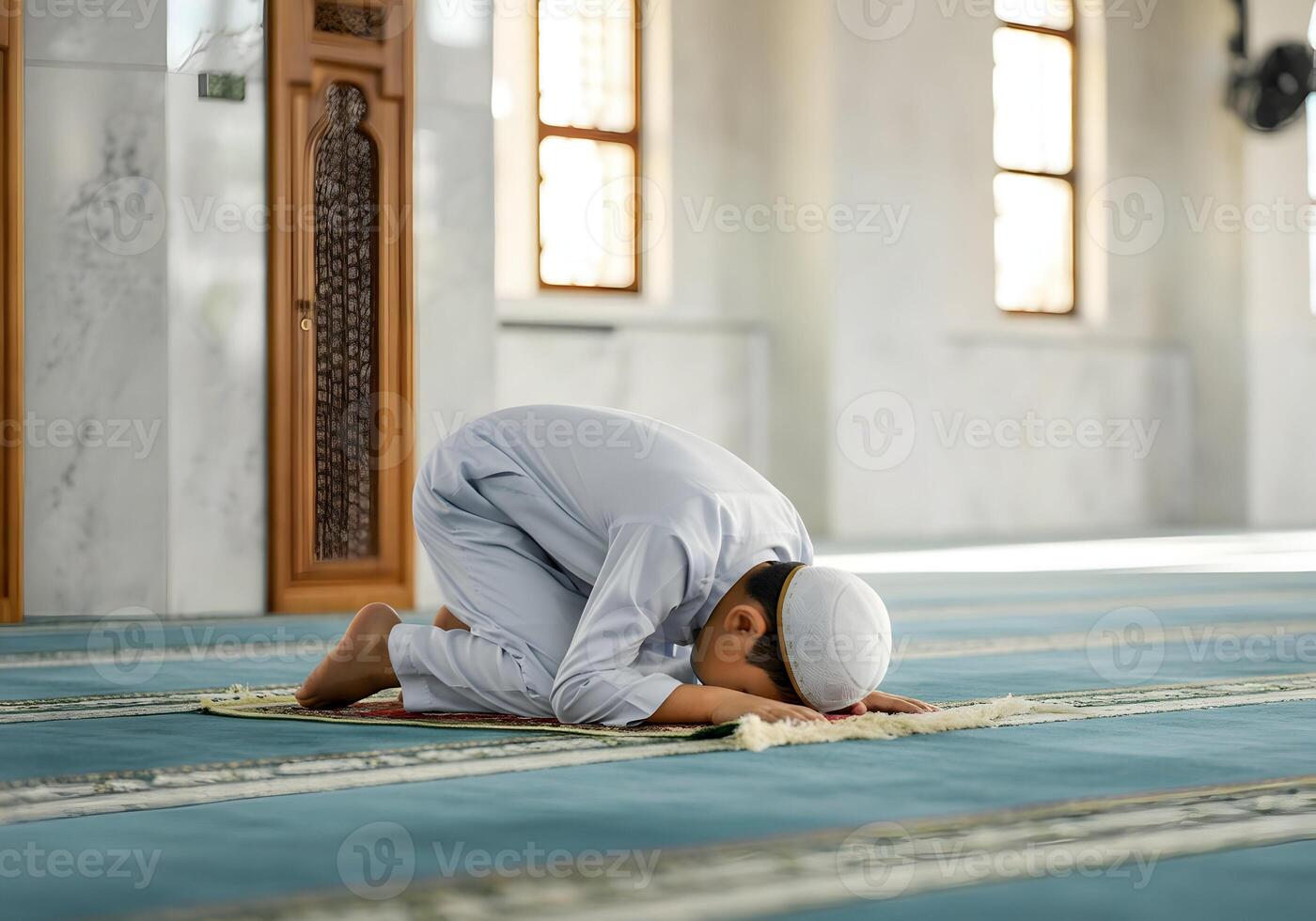 Ramadan Mubarak greeting celebration poste with Embracing the Holiness of Ramadan Ramadan Prayers photo