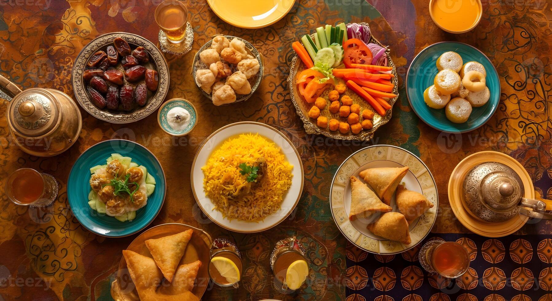 Happy Ramadan Mubarak greetings Iftar with Flavor Must Have Iftar Dishes for Ramadan Iftar dinner photo