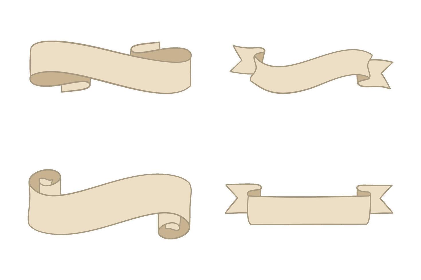 Vintage ribbon banner collection illustration by hand drawn. vector