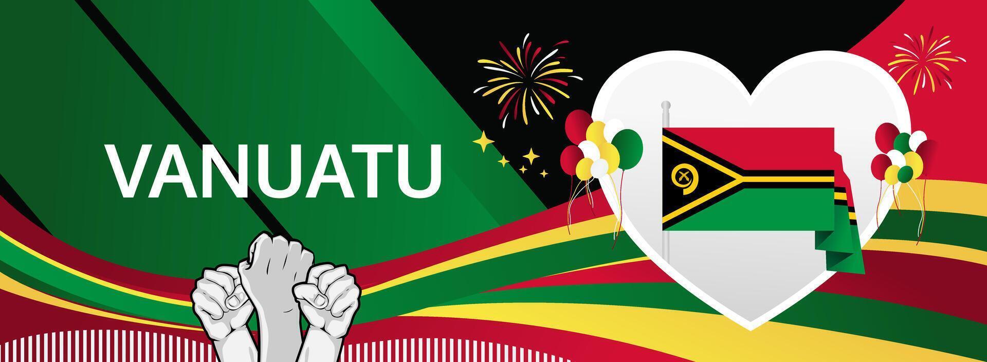 Vanuatu Independence Day design with heart symbol. Trendy background for national Independence vector