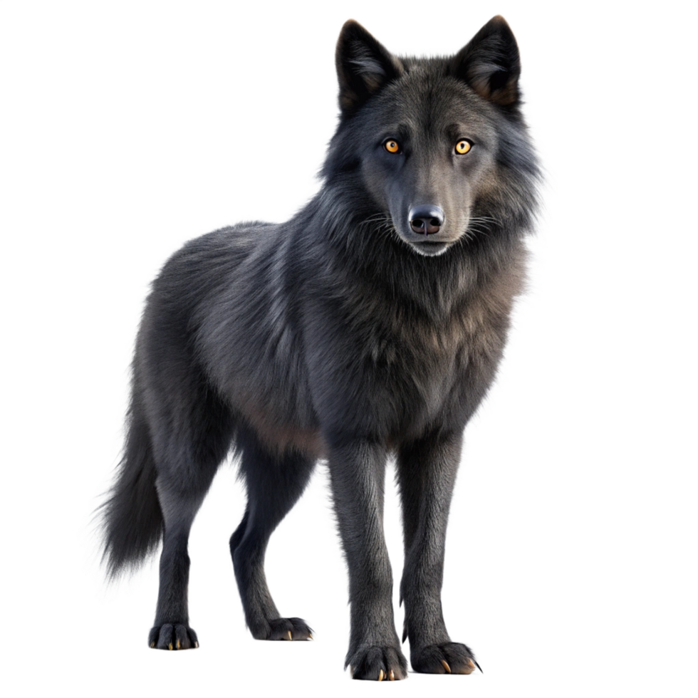 3d black wolf is isolated on transparent background png