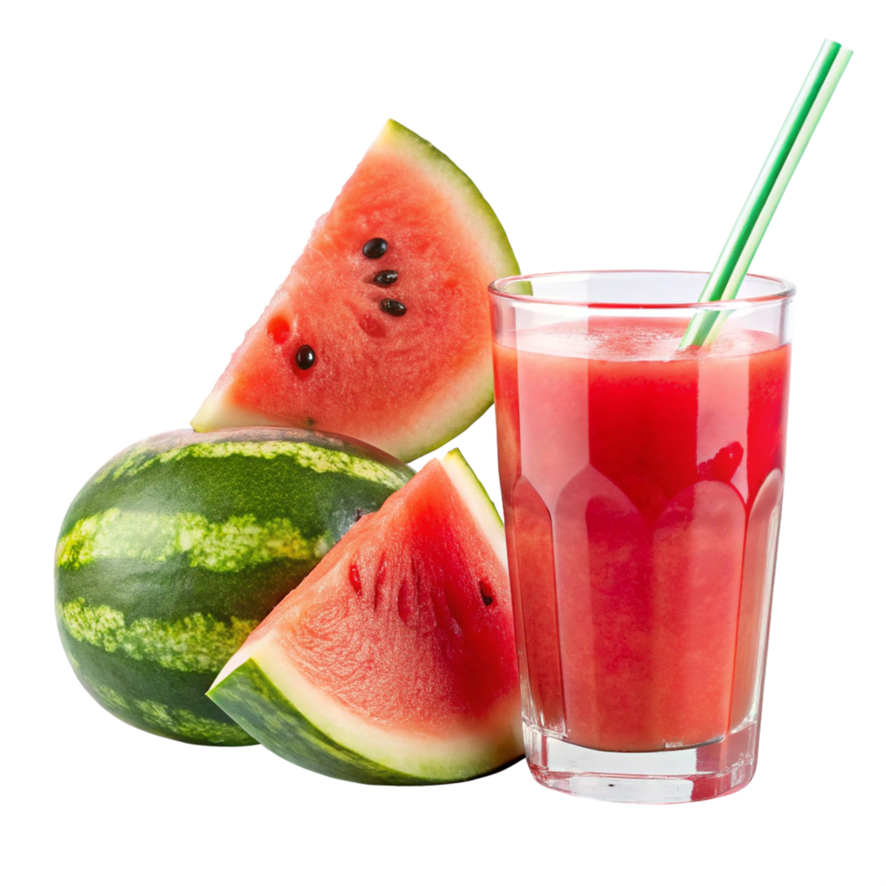 delicious watermelon juice in the glass with straw is isolated on transparent background png