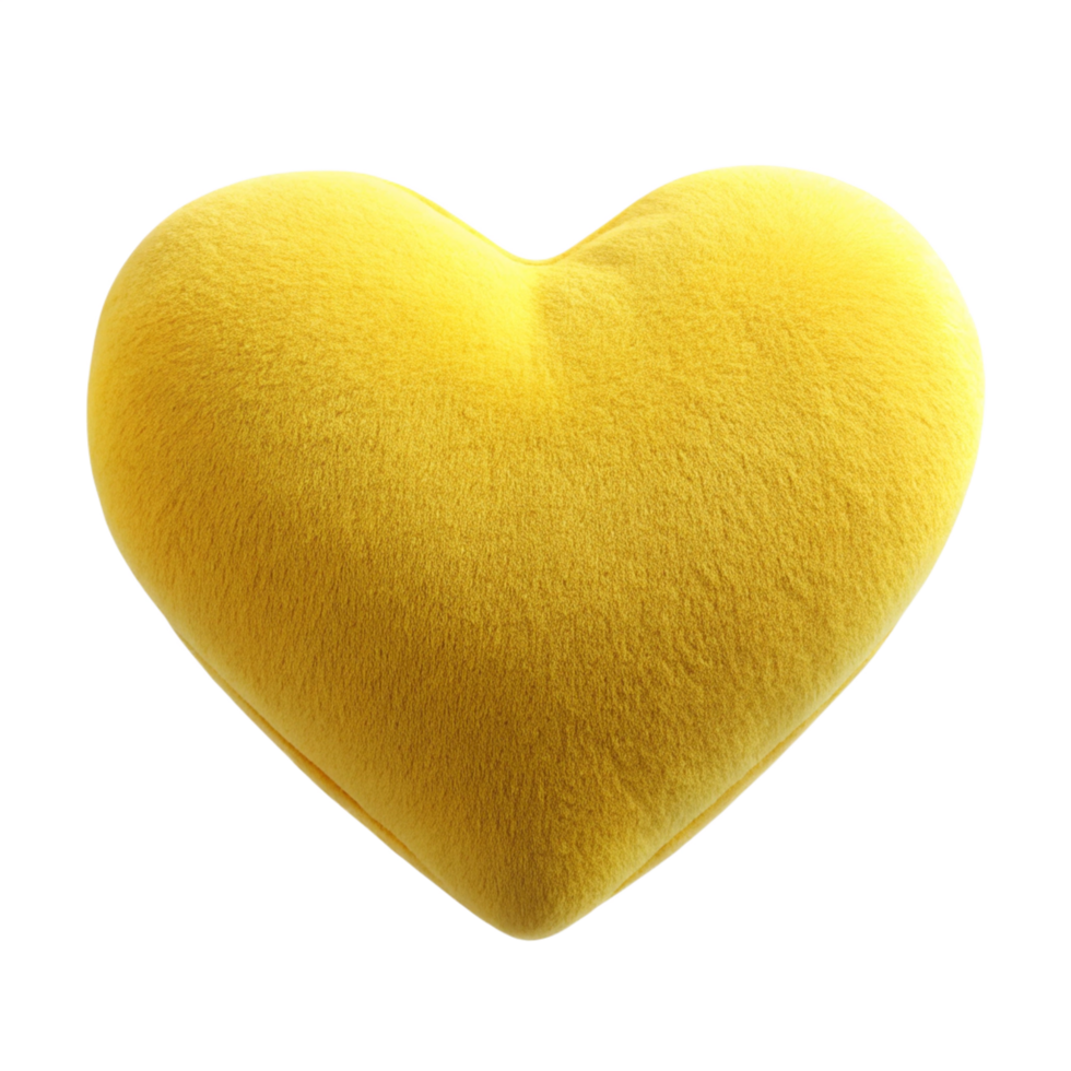 yellow heart shape pillow is isolated on transparent background png