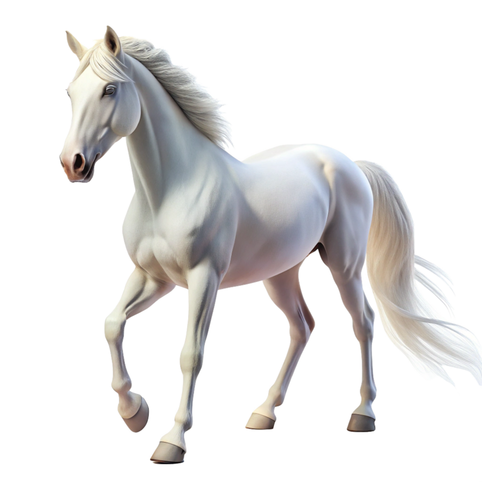 beautiful white horse is isolated on transparent background png