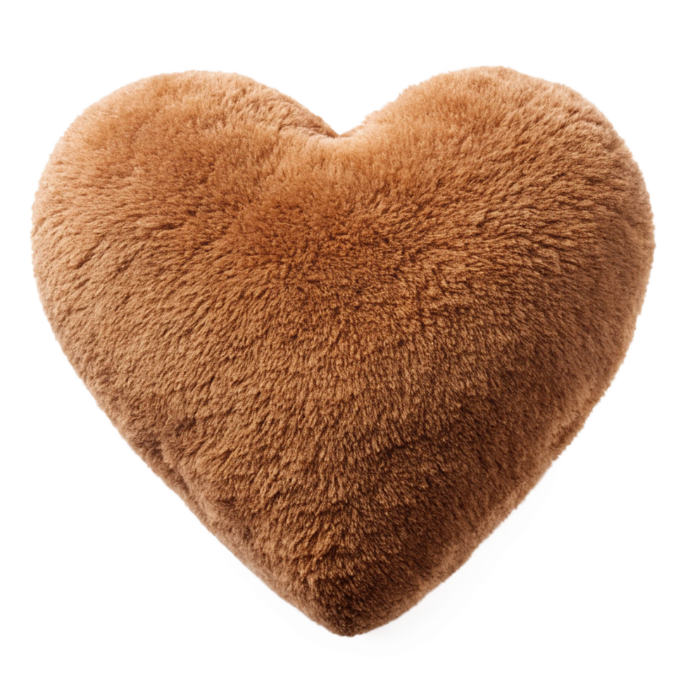 brown heart shape pillow is isolated on transparent background png