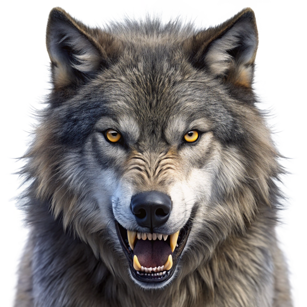3d wolf head is isolated on transparent background png