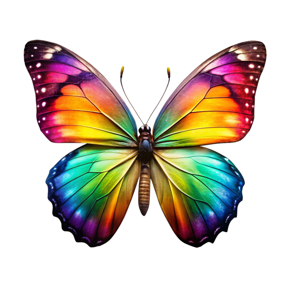 3d colourful butterfly is isolated on transparent background png