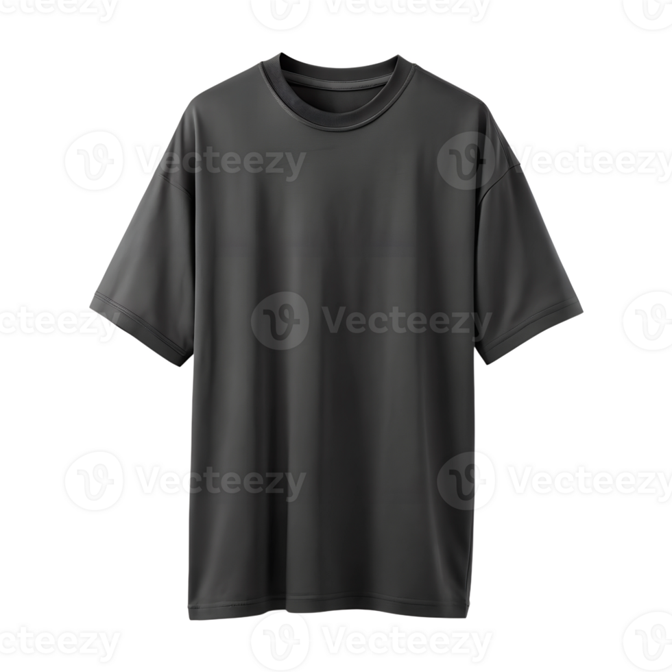 over size black t-shirt isolated on a transparent background png