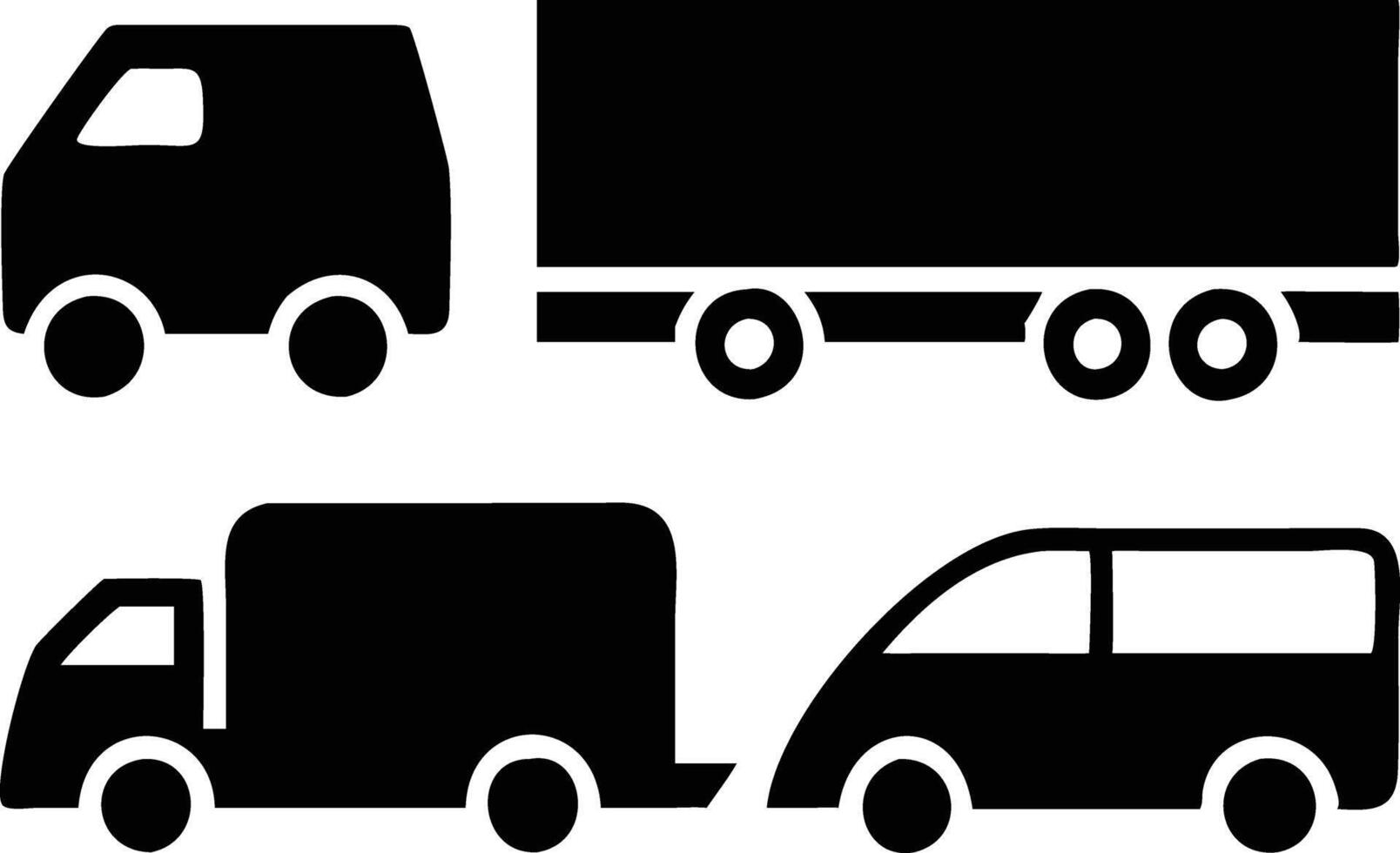 Creative Truck and Lorry Icon Set for Freight and Delivery Themes vector