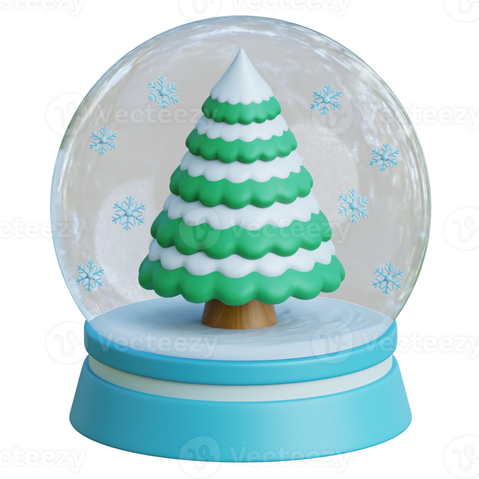 3d Snow Globe with Snowy Tree png