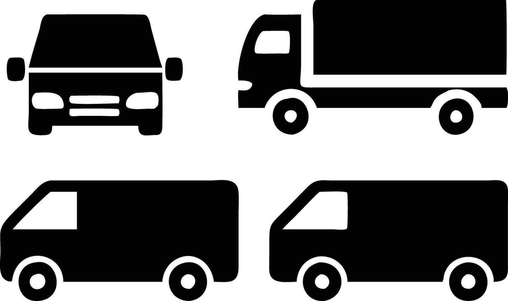 Stylish Truck and Lorry Icon Set for Digital and Print Projects vector