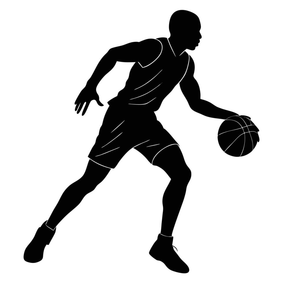Basketball Player Silhouette Featuring Intense Motion vector