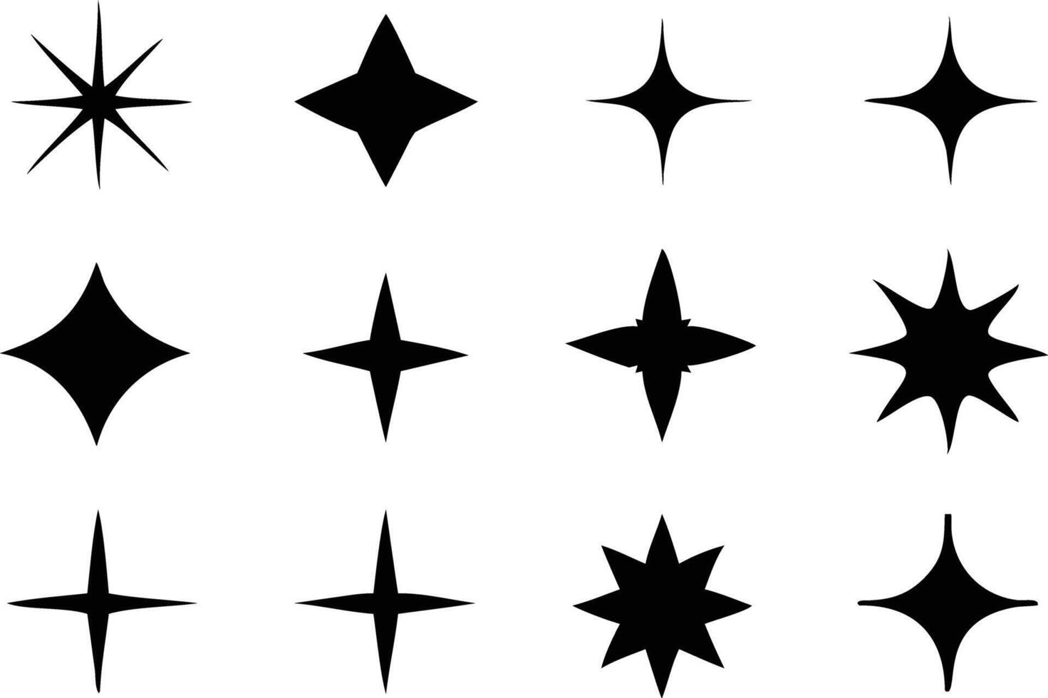 Beautiful Sparkle Icons Set for Light and Glow Effects vector