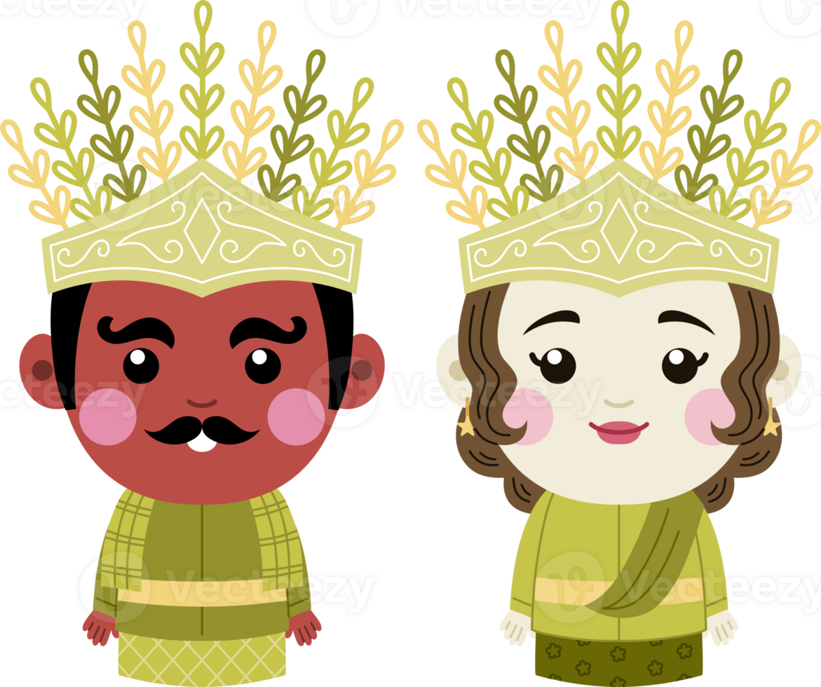 cute ondel couple jakarta culture png