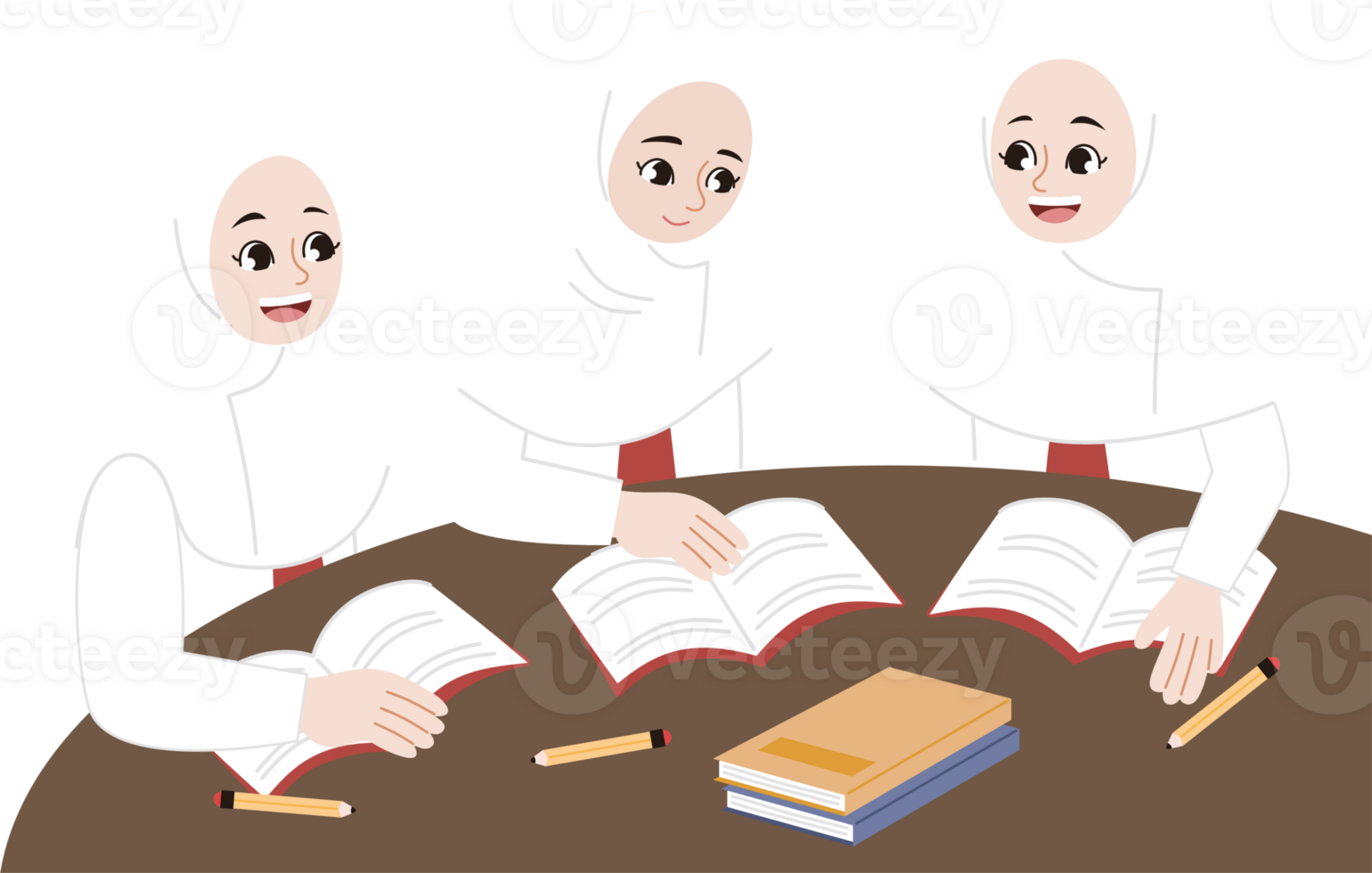 girl student study group png