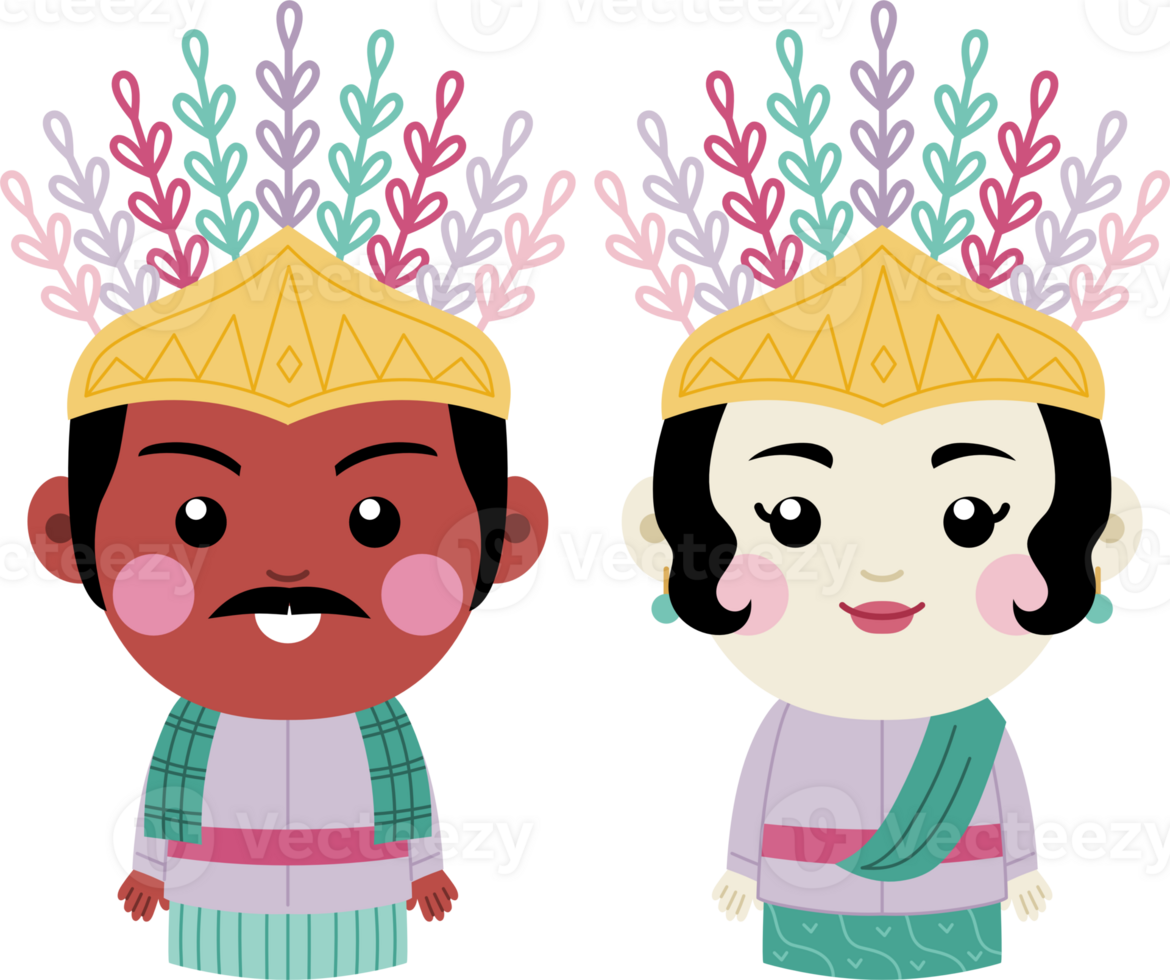 cute ondel ondel couple mascot png