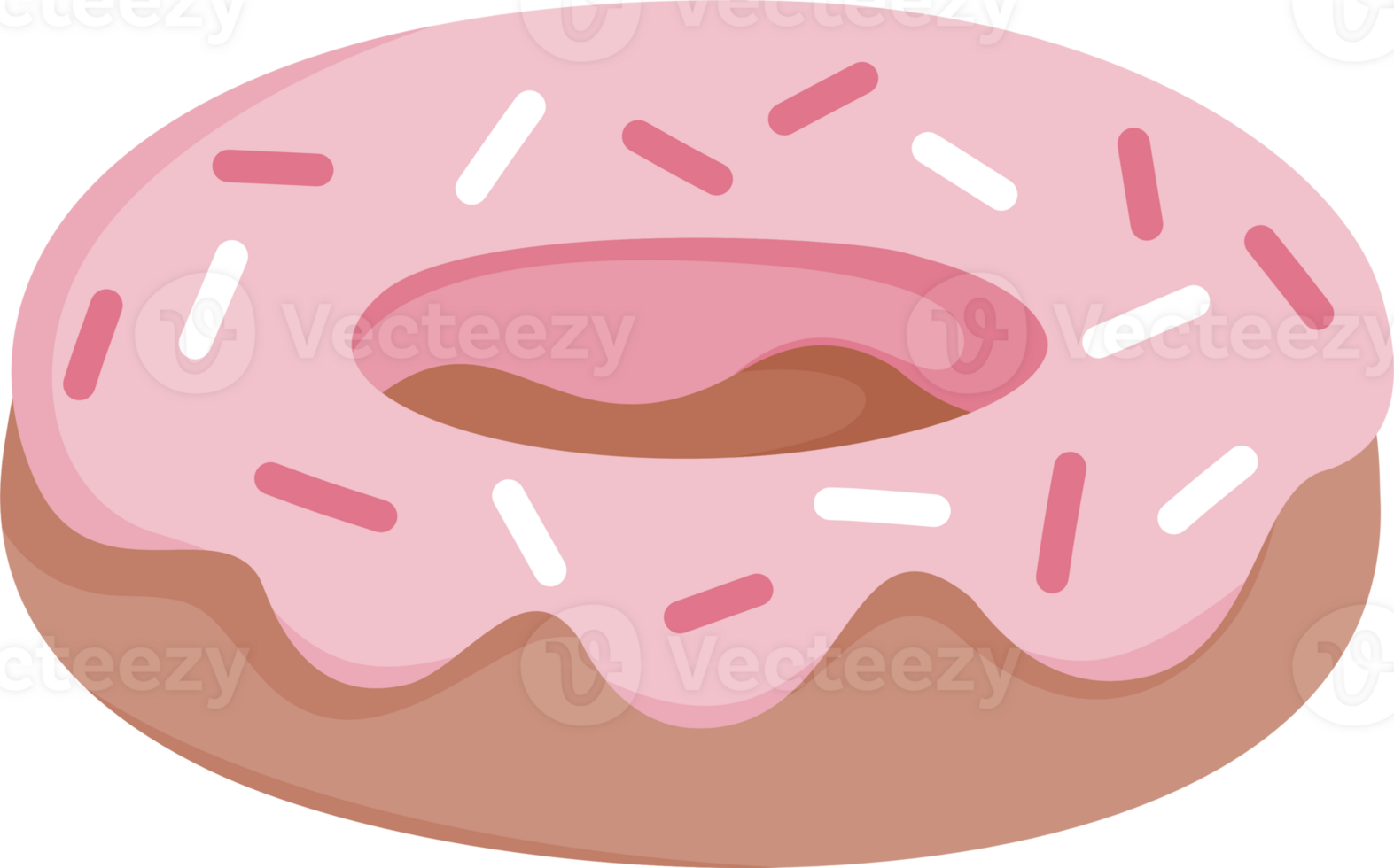 cute donut with strawberry glaze png