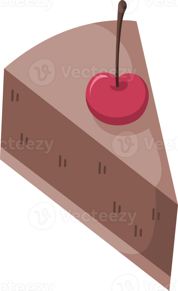 chocolate cake sliced with cherry on top png