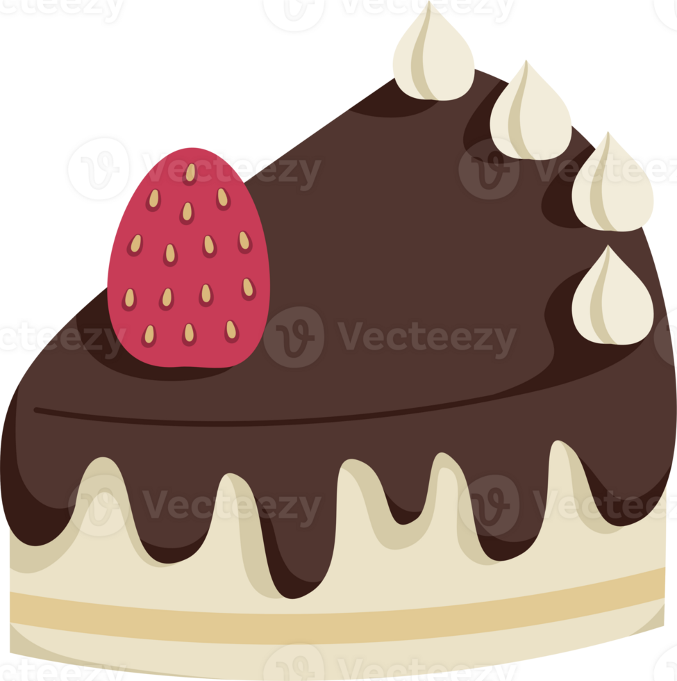 chocolate cake sliced with strawberry png