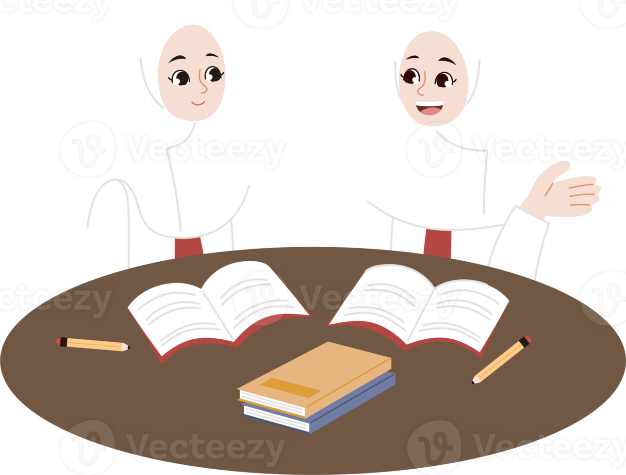 two girl student study together png