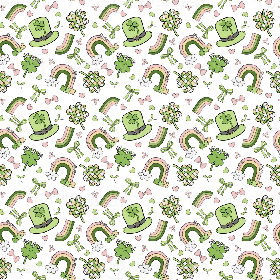 St Patricks Day Nurse Pattern - Groovy Retro Seamless Design png