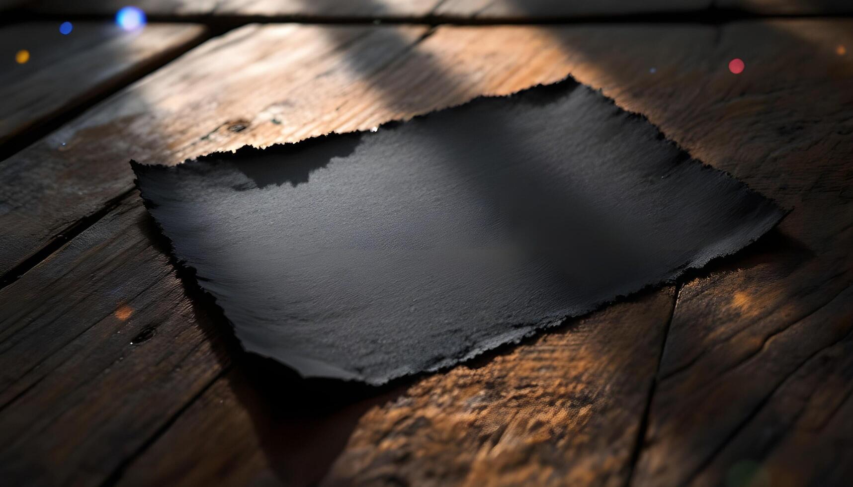 Black Paper Texture on Rustic Wood Background photo
