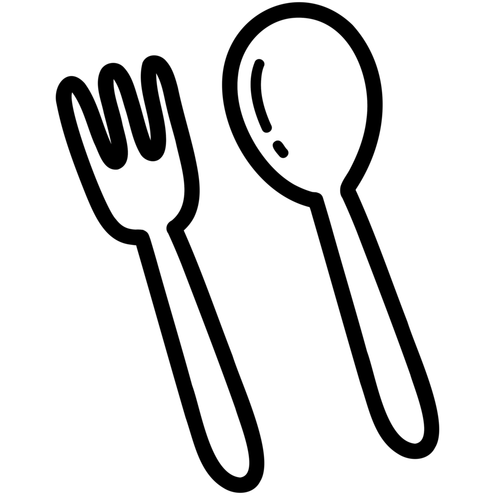 Spoon and fork doodle png