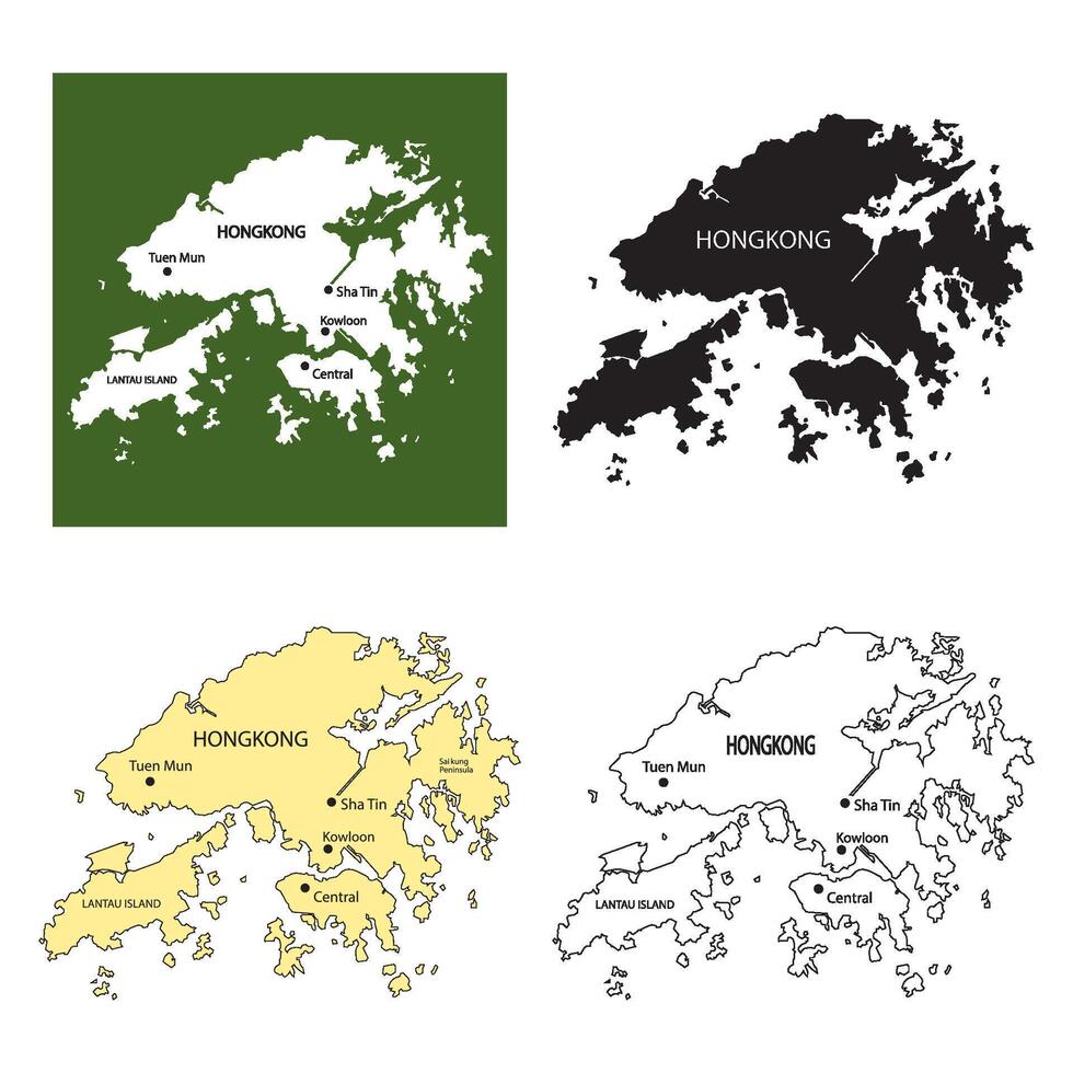 map of hong kong region vector
