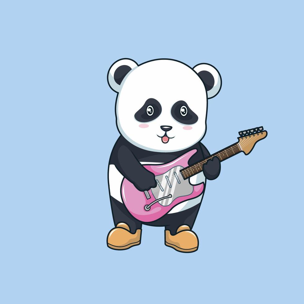 Panda play guitarist vector