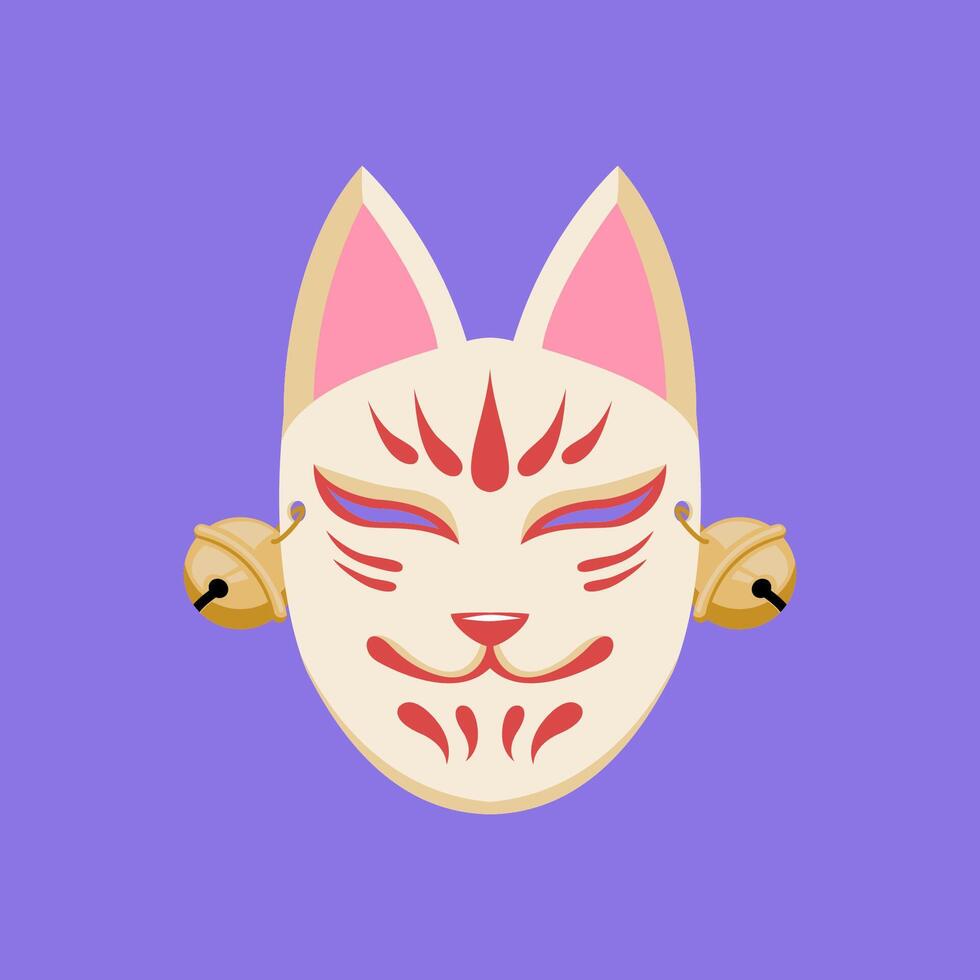 Kitsune mask Japanese mythology illustration vector