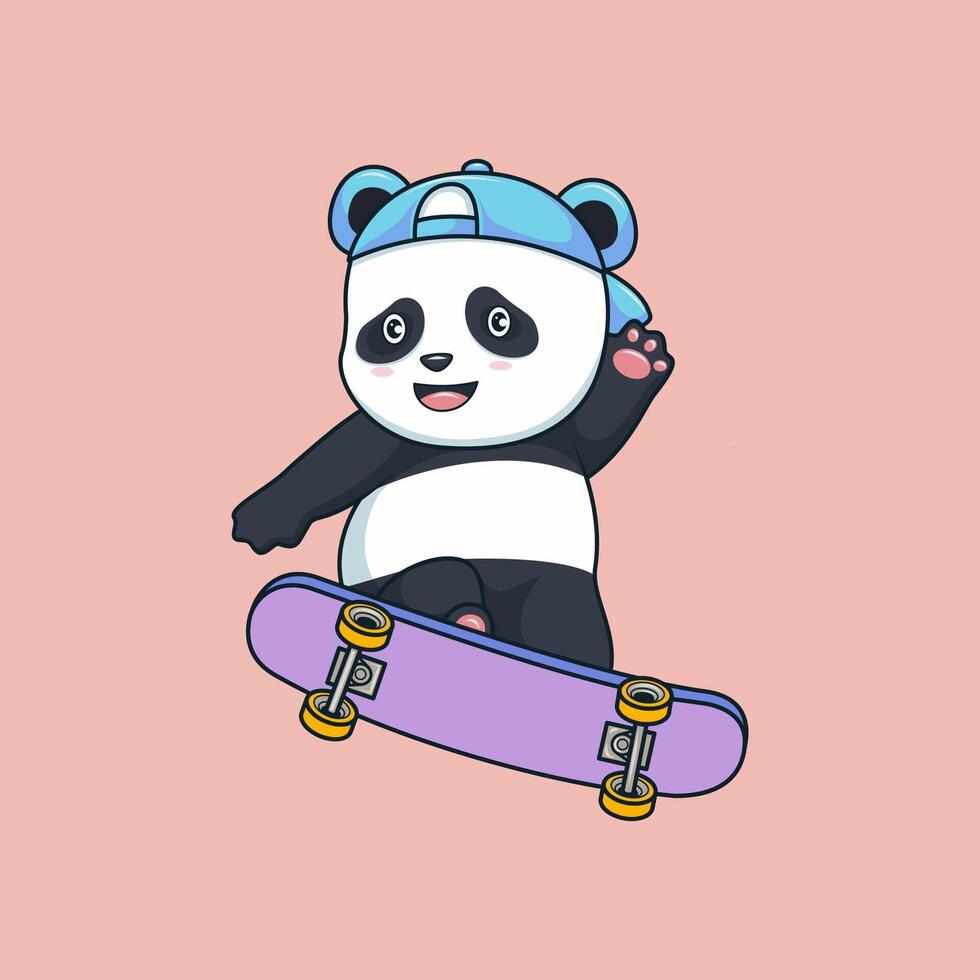 panda bear with a skateboard vector