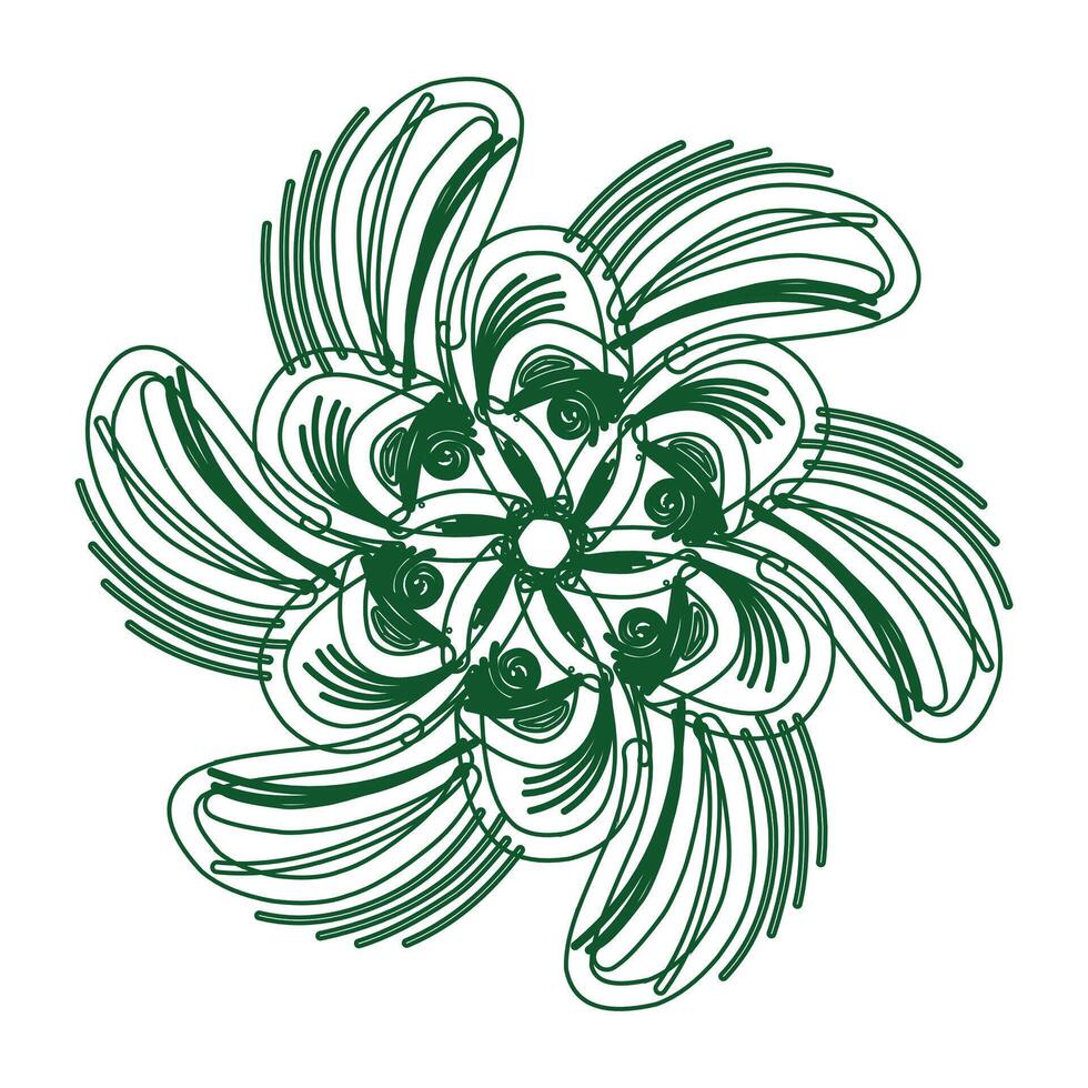A green flower with a swirl pattern vector