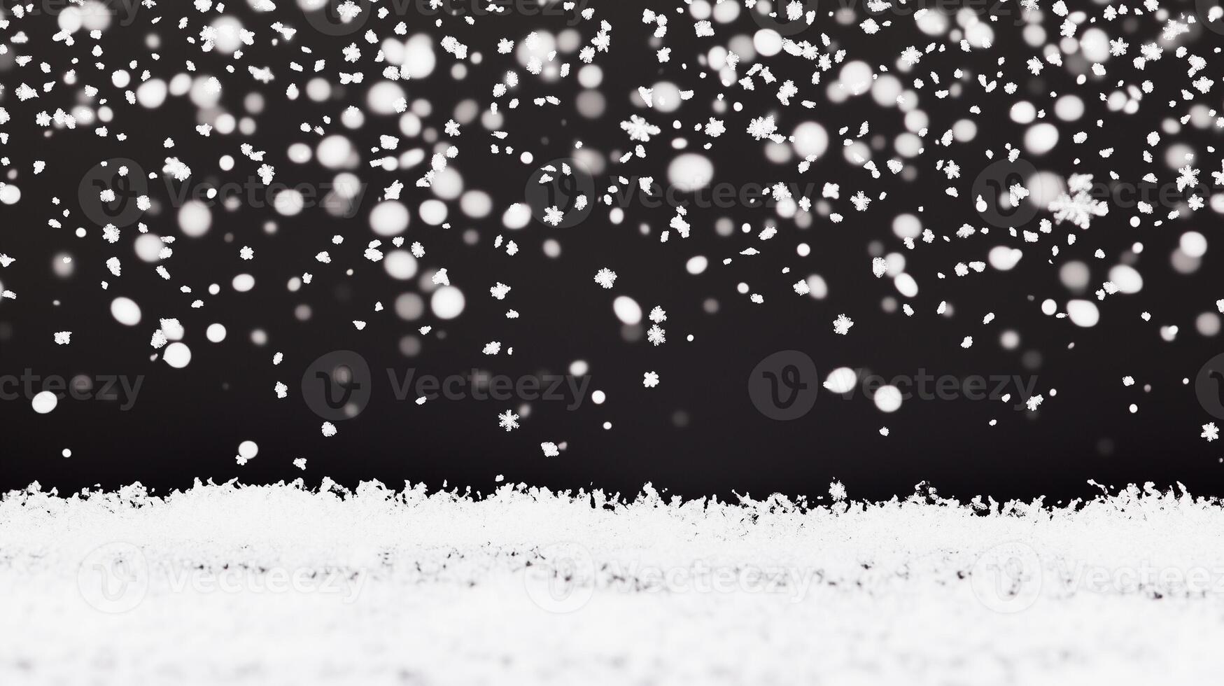 Snowflakes Falling on a Dark Background with Soft Glow photo