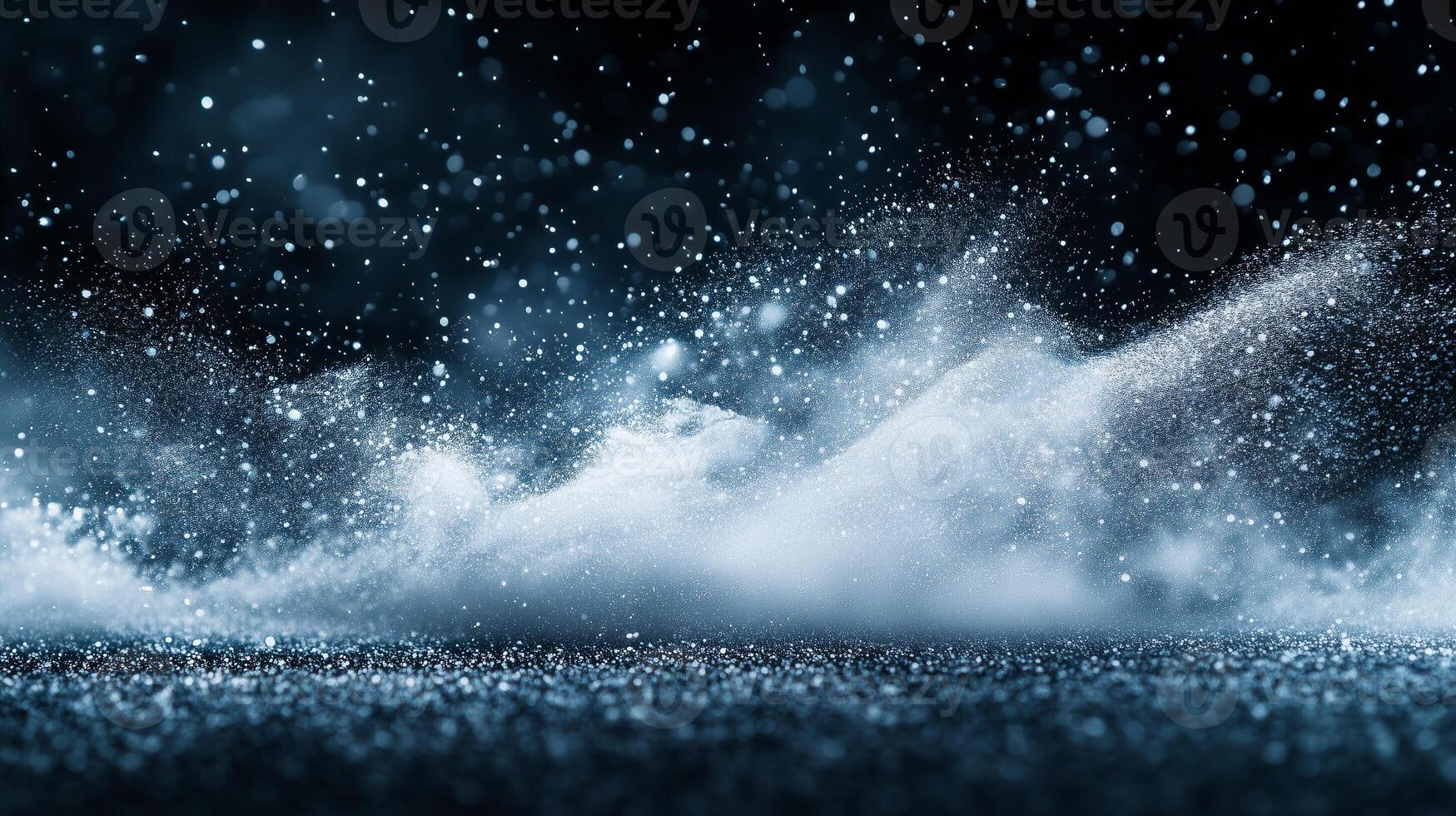Snowy Particles in Motion on a Dark Winter Night photo