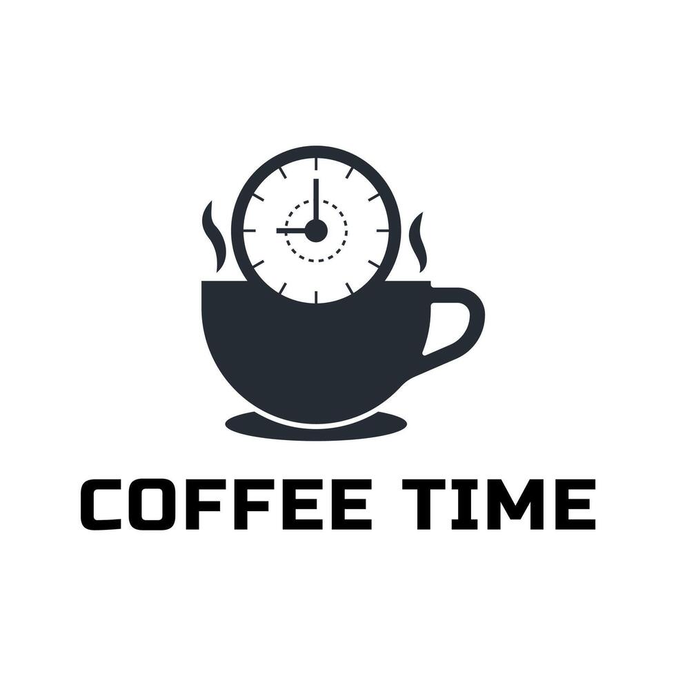 Coffee time logo with clock and cup vector
