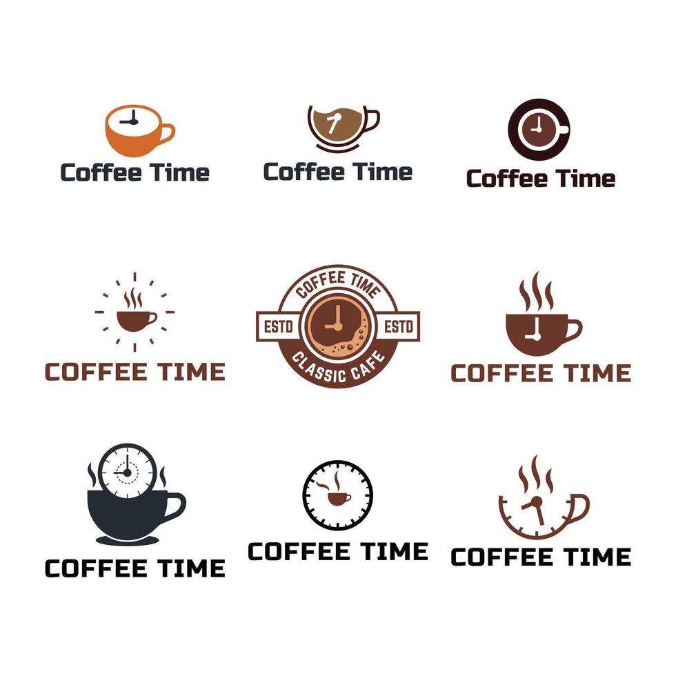 Coffee time logo design set vector